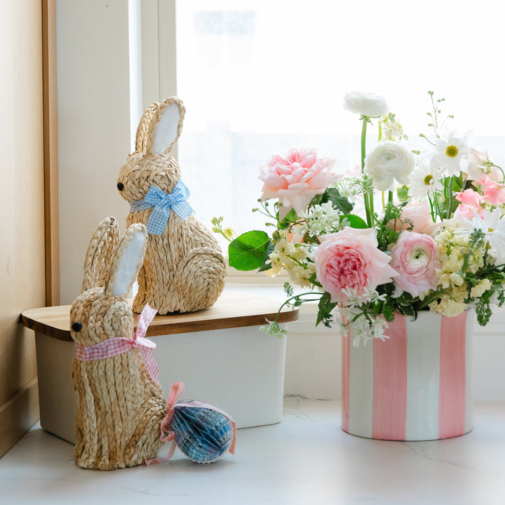 PINK STRIPED SCALLOP PLANTER Sagebrook Home Easter Home PINK STRIPED SCALLOP PLANTER Bonjour Fete - Party Supplies