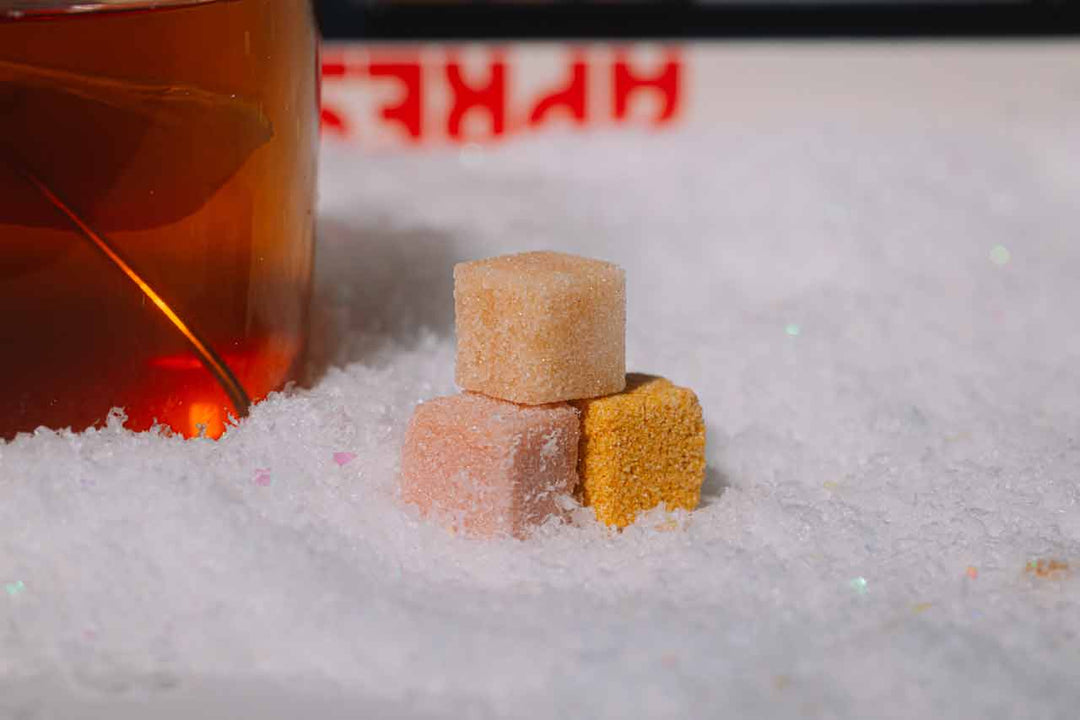 Close-up of spiced hot toddy mixer cubes for winter cocktails