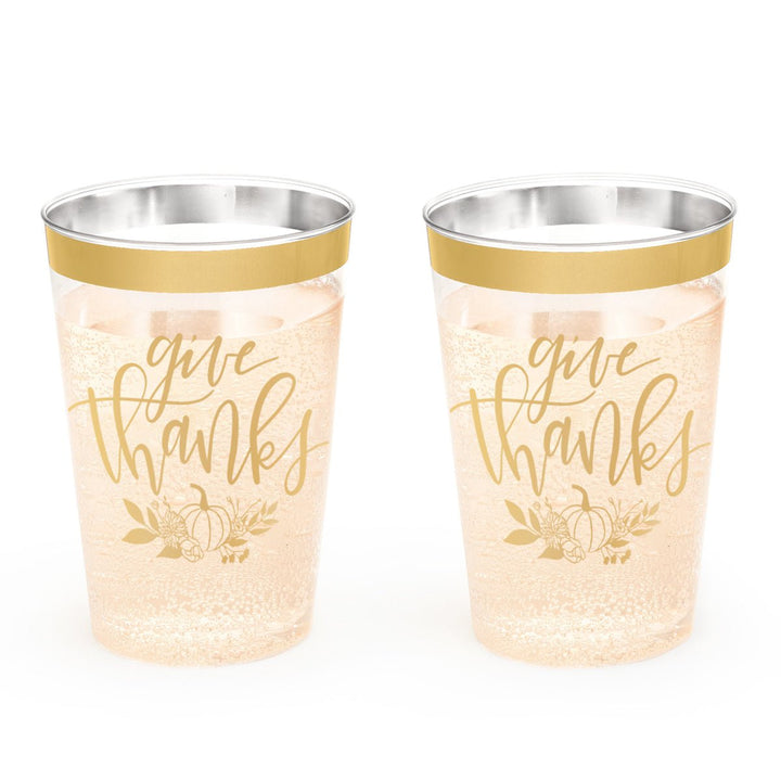 Give Thanks Cups - 30 gold foil plastic cups