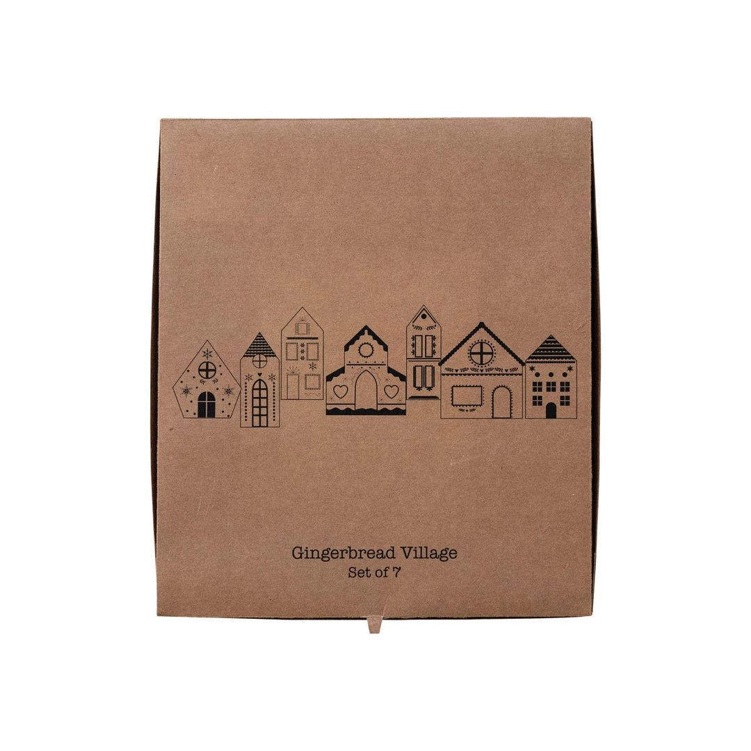 CARDBOARD GINGERBREAD HOUSE VILLAGE Creative Co-op Christmas Trees & Houses CARDBOARD GINGERBREAD HOUSE VILLAGE Bonjour Fete - Party Supplies