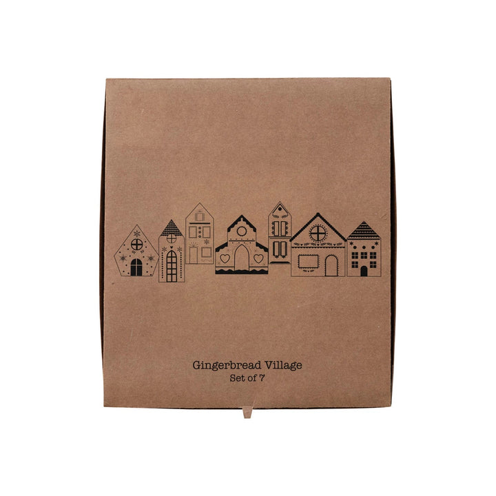 CARDBOARD GINGERBREAD HOUSE VILLAGE Creative Co-op Christmas Trees & Houses CARDBOARD GINGERBREAD HOUSE VILLAGE Bonjour Fete - Party Supplies