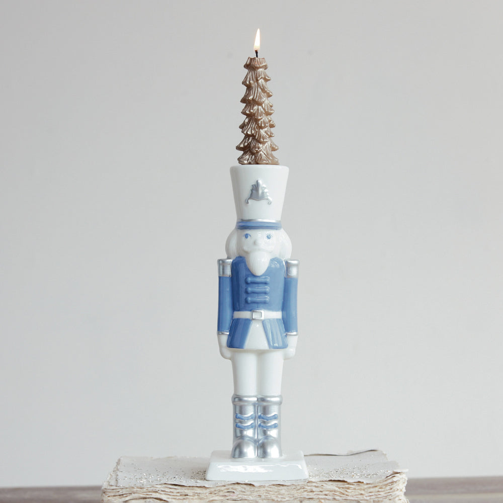 BLUE NUTCRACKER TAPER CANDLE HOLDER - Bonjour Fête 