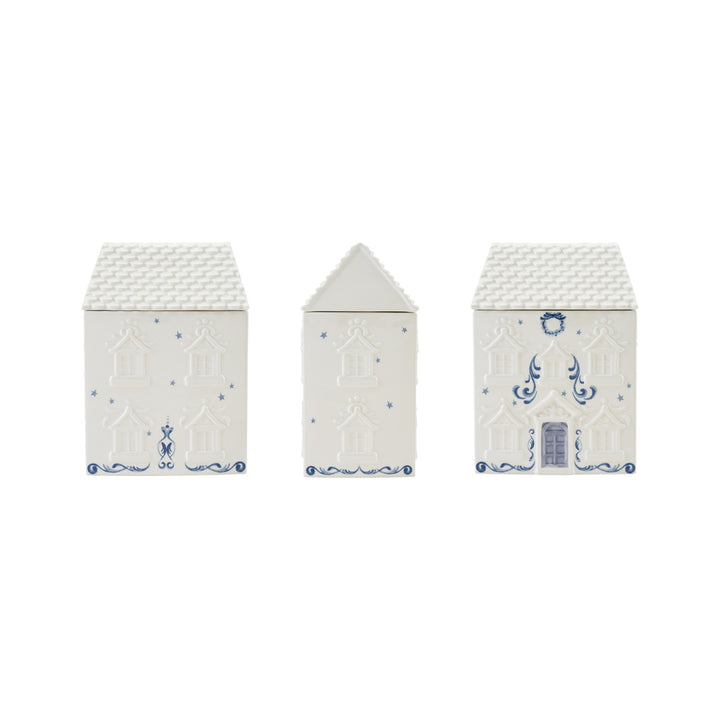 WHITE & BLUE HOUSE COOKIE JAR - Bonjour Fête 
