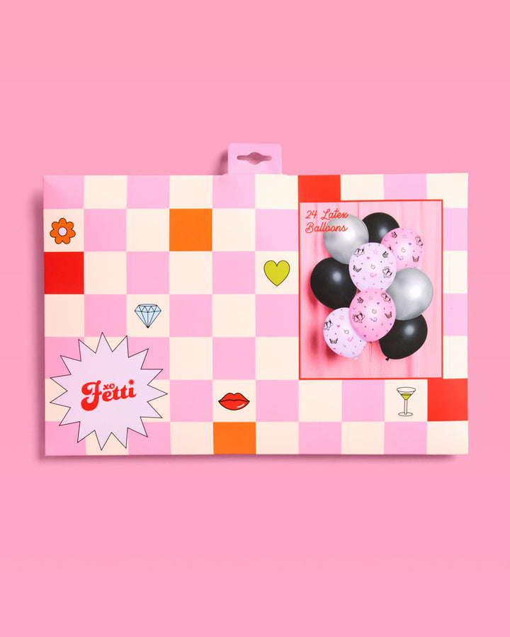 Y2K butterfly latex balloon retail packaging