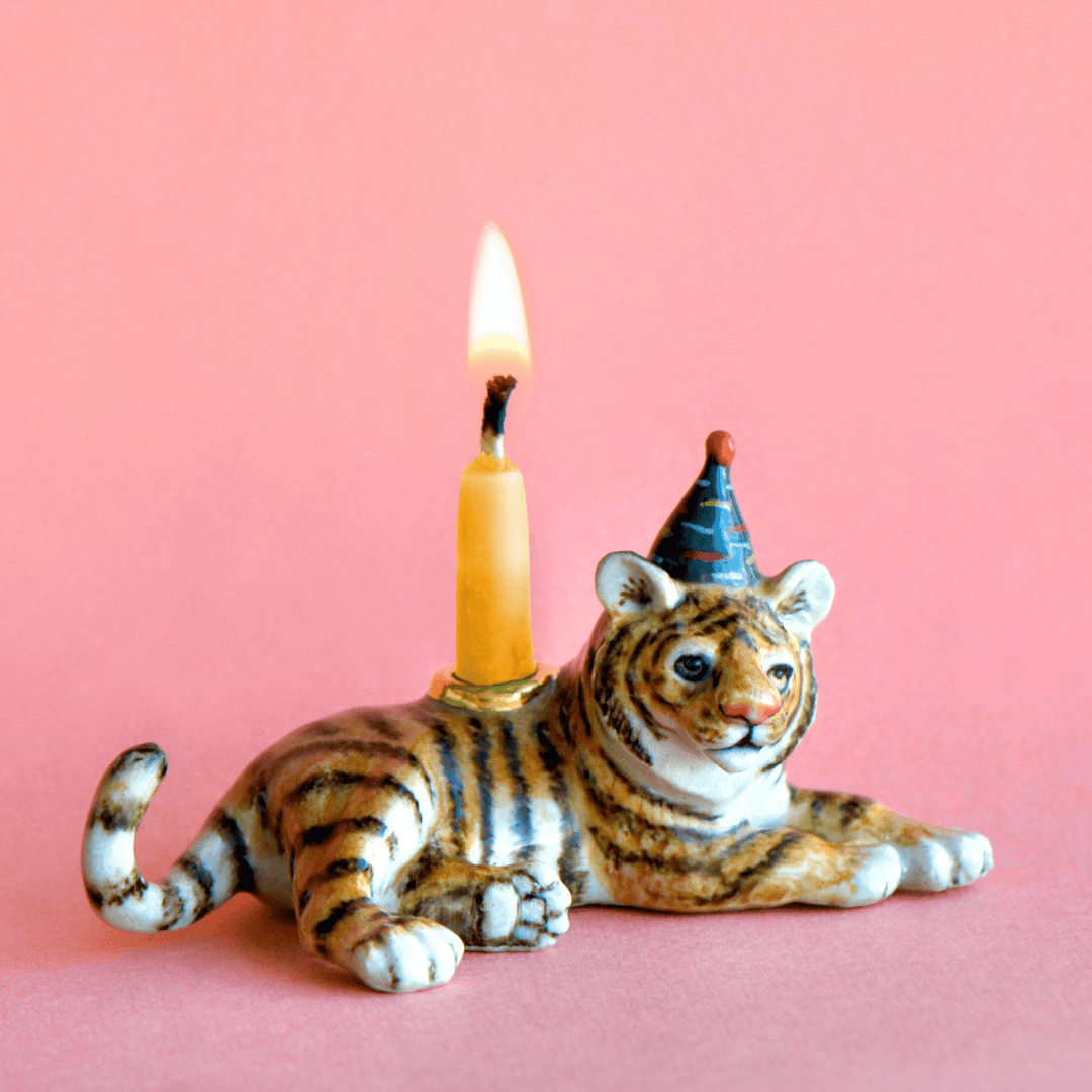 Year of the Tiger Cake Topper | Porcelain Party Animal | Candle Holder | Chinese Zodiac