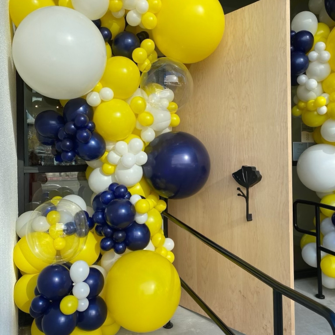 Navy and yellow balloon garland balloon decoration ideas - Los Angeles balloon installation