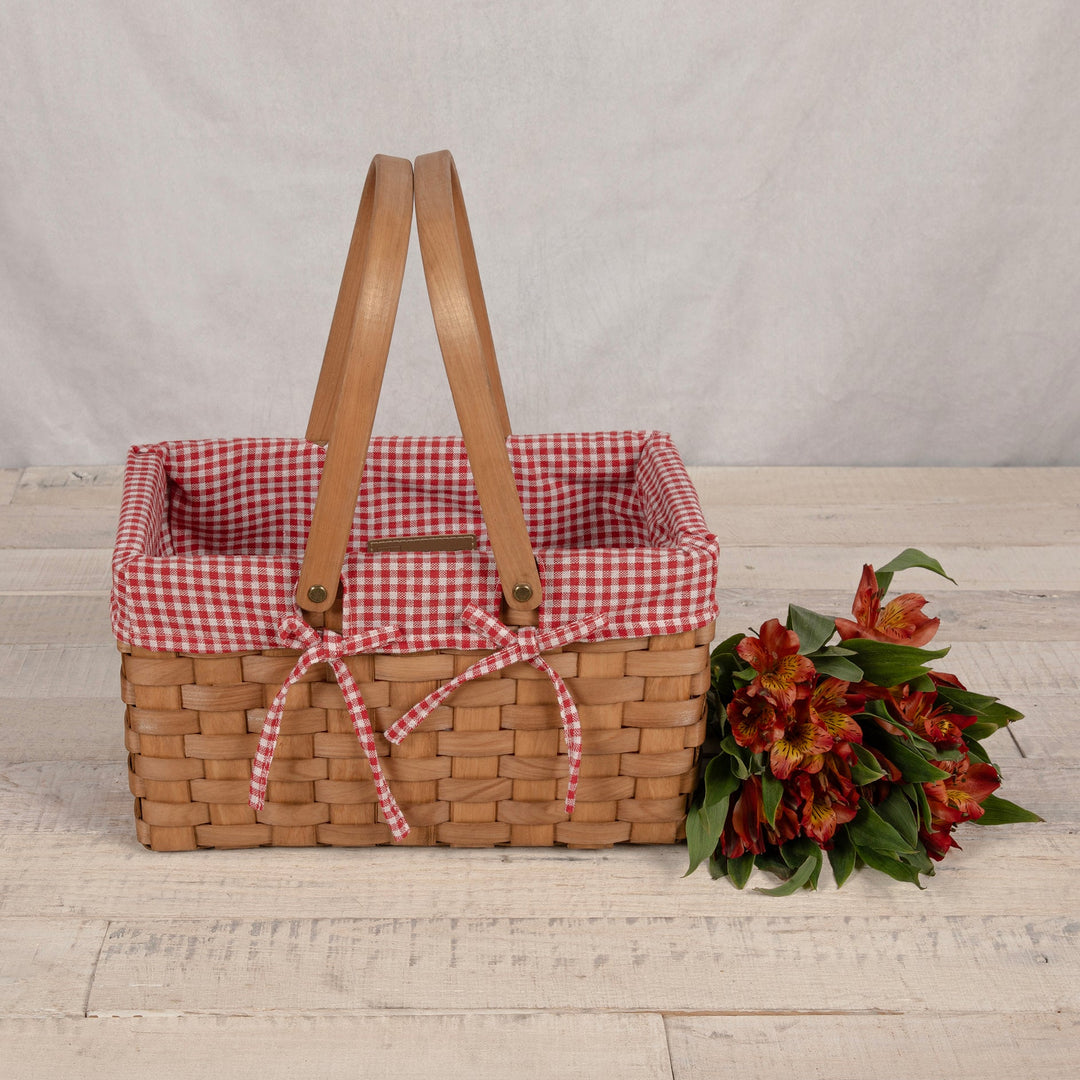 Farmhouse Basket - Red and White Gingham Basket Empty - Bonjour Fête 