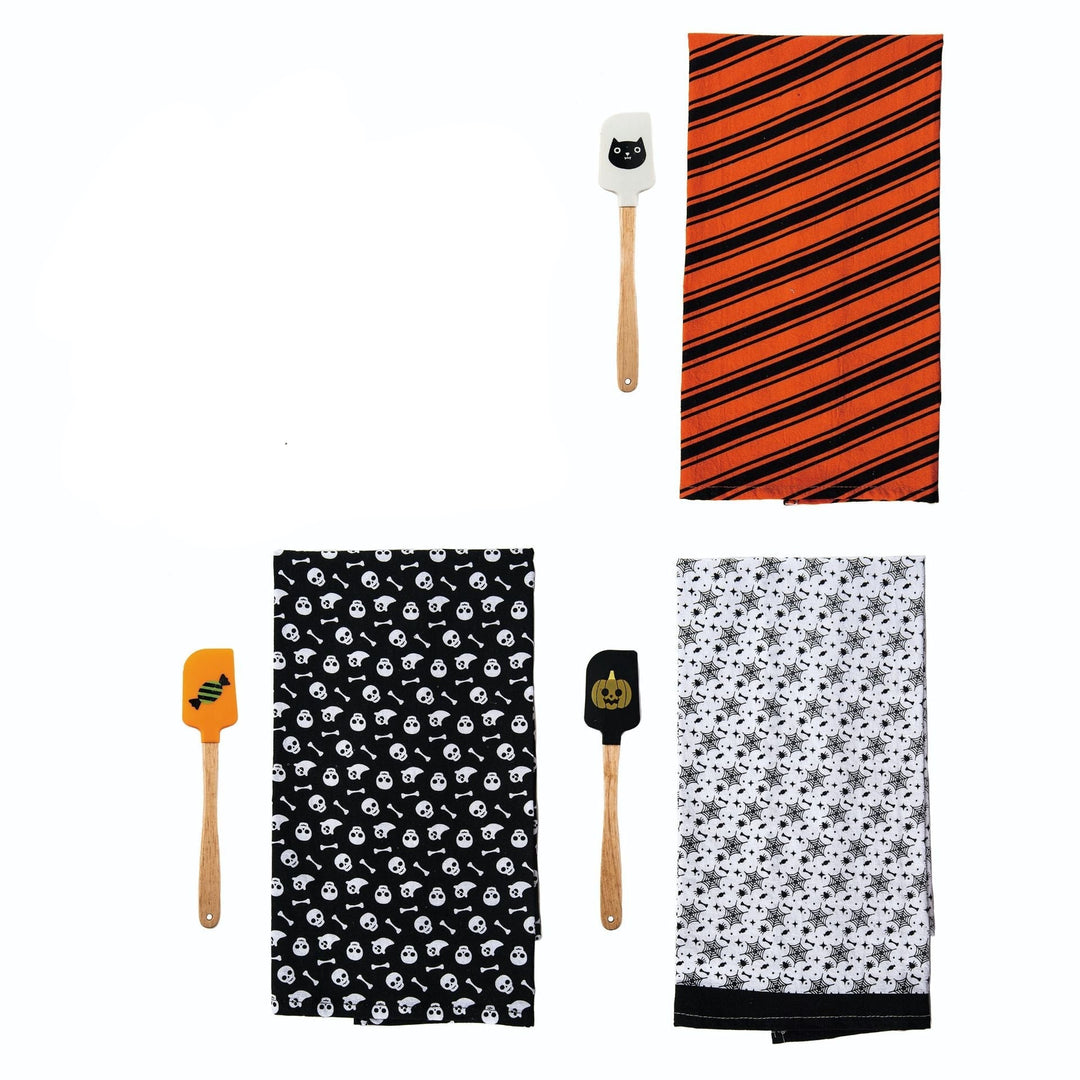 SILICONE HALLOWEEN SPATULA AND TOWEL GIFT SET Transpac Halloween Home Bonjour Fete - Party Supplies
