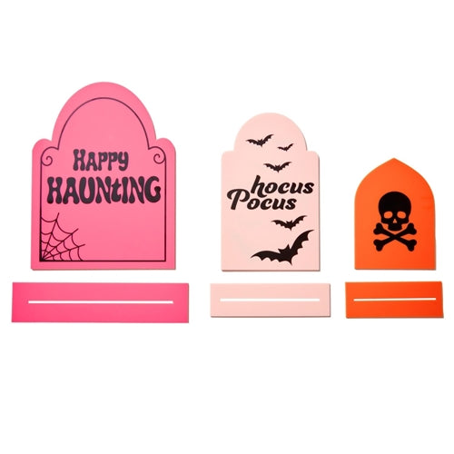 PINK ACRYLIC TOMBSTONES Kailo Chic Halloween Home Decor Bonjour Fete - Pastel Halloween Party Supplies