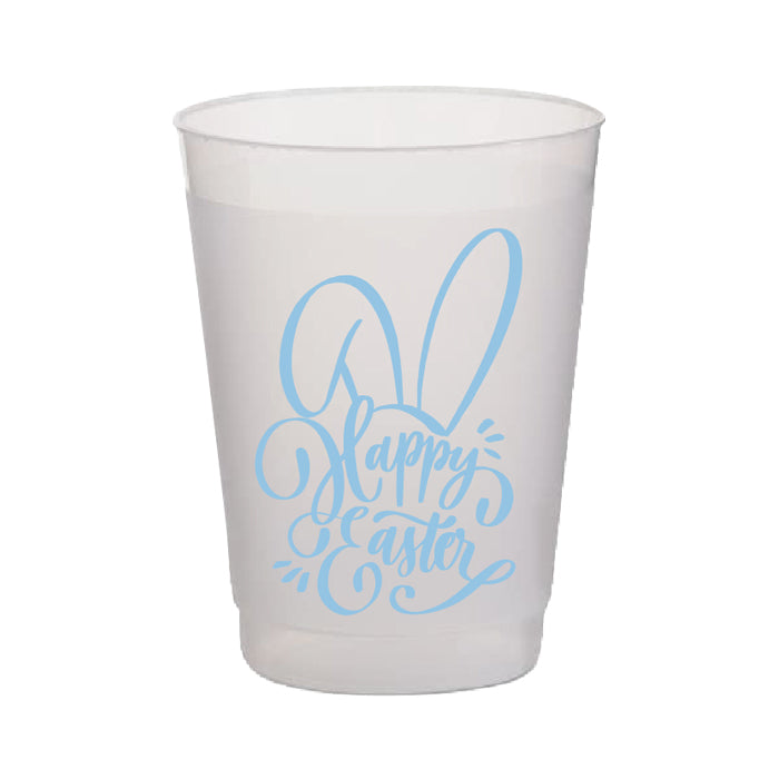 HAPPY EASTER BLUE BUNNY FROST FLEX CUPS Rosanne Beck Collections Easter tableware Bonjour Fete - Party Supplies