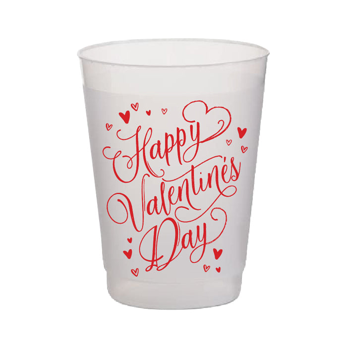 HAPPY VALENTINE'S DAY HEARTS FROST FLEX CUPS Roseanne Beck Valentine's Day Tableware Bonjour Fete - Party Supplies