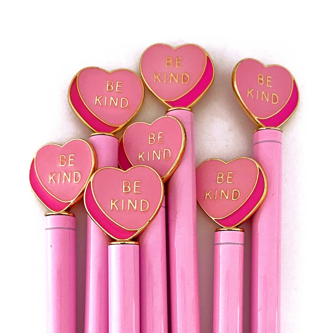 Enamel Heart Charm Pen - Pink - Set of 8 SNIFTY 0 Faire Bonjour Fete - Party Supplies