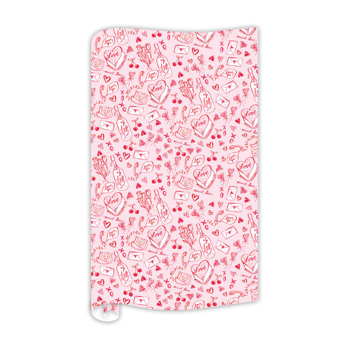 HANDPAINTED VALENTINE TOILE WRAPPING PAPER Roseanne Beck Gift Wrapping Bonjour Fete - Party Supplies