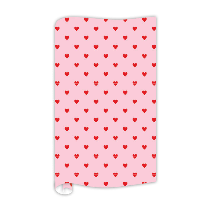 HANDPAINTED RED HEARTS ON PINK WRAPPING PAPER Roseanne Beck Gift Wrapping Bonjour Fete - Party Supplies