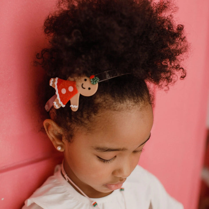 HAPPY GINGERBREAD GIRL COOKIE HEADBAND Lilies & Roses NY Christmas Wear Bonjour Fete - Party Supplies