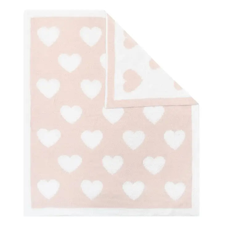 Cozy Chenille Pram Blanket  - Pink Hearts Living Textiles 0 Faire Bonjour Fete - Party Supplies