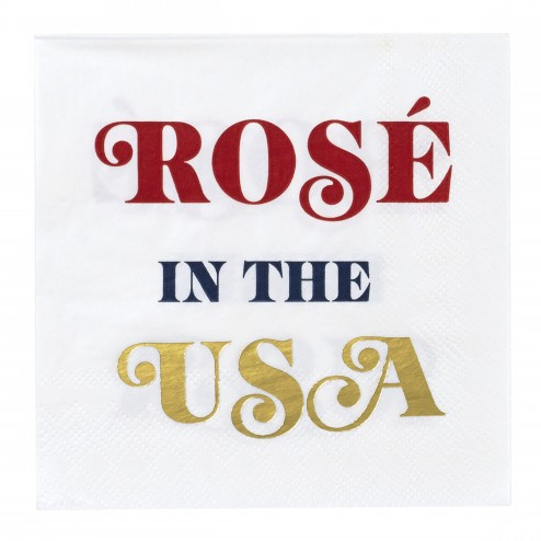 20 Ct Rose In The Usa - Beverage Napkin CR Gibson Signature Bonjour Fete - Party Supplies