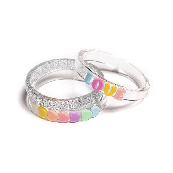 VAL-Candy Color Love Hearts Bangle Set/3 Lilies & Roses NY 0 Faire Bonjour Fete - Party Supplies