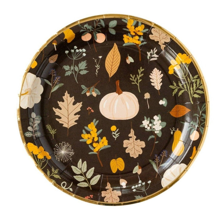 HARVEST MOODY FALL PLATES My Mind’s Eye Thanksgiving Party Supplies Bonjour Fete - Party Supplies