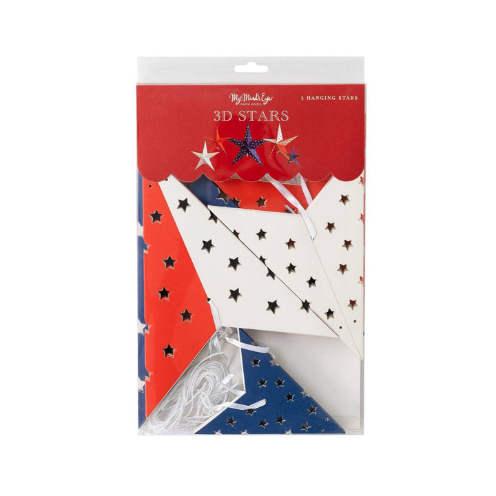 STARS & STRIPES DECORATIVE HANGING STARS Bonjour Fete - Party Supplies