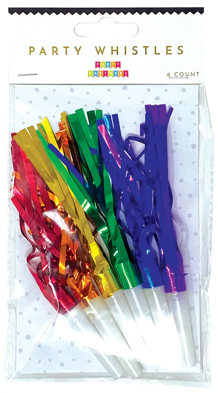 RAINBOW TINSEL PARTY WHISTLES Party Partners Noisemakers & Party Horns Bonjour Fete - Party Supplies