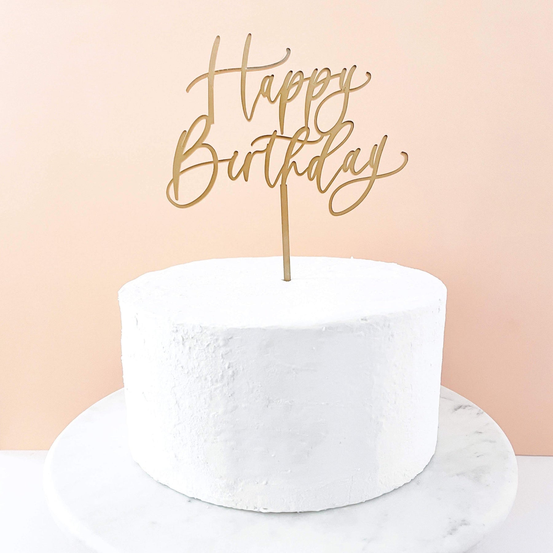 HAPPY BIRTHDAY CAKE TOPPER - PEACHY PINK – Bonjour Fête