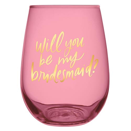 WINE GLASS - WILL YOU BE MY BRIDESMAID? Slant Collections by Creative Brands Glassware Bonjour Fete - Party Supplies