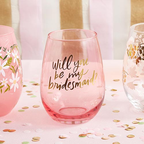 WINE GLASS - WILL YOU BE MY BRIDESMAID? Slant Collections by Creative Brands Glassware Bonjour Fete - Party Supplies