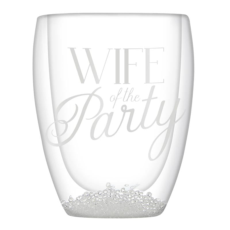 DOUBLE-WALL STEMLESS GLASS - WIFE OF THE PARTY Slant Collections by Creative Brands Glassware Bonjour Fete - Party Supplies