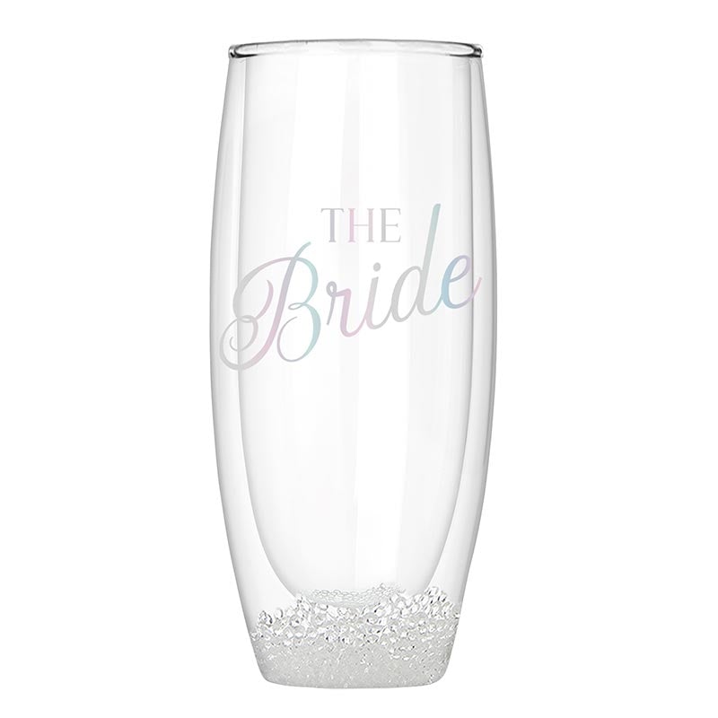 DOUBLE-WALL CHAMPAGNE GLASS - THE BRIDE Slant Collections by Creative Brands Glassware Bonjour Fete - Party Supplies
