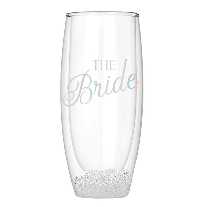 DOUBLE-WALL CHAMPAGNE GLASS - THE BRIDE Slant Collections by Creative Brands Glassware Bonjour Fete - Party Supplies