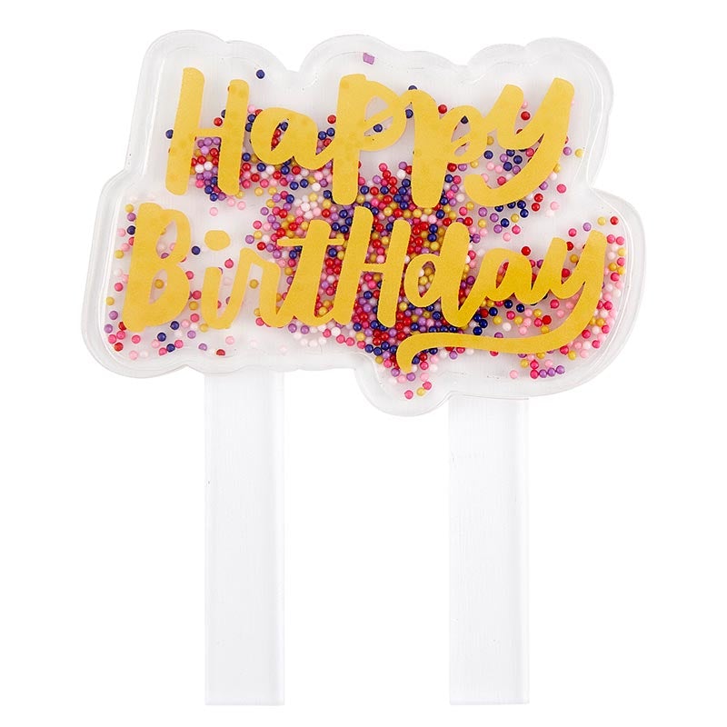 BEAD FILLED CAKE TOPPER - HAPPY BIRTHDAY Slant Collections by Creative Brands Cake Topper Bonjour Fete - Party Supplies