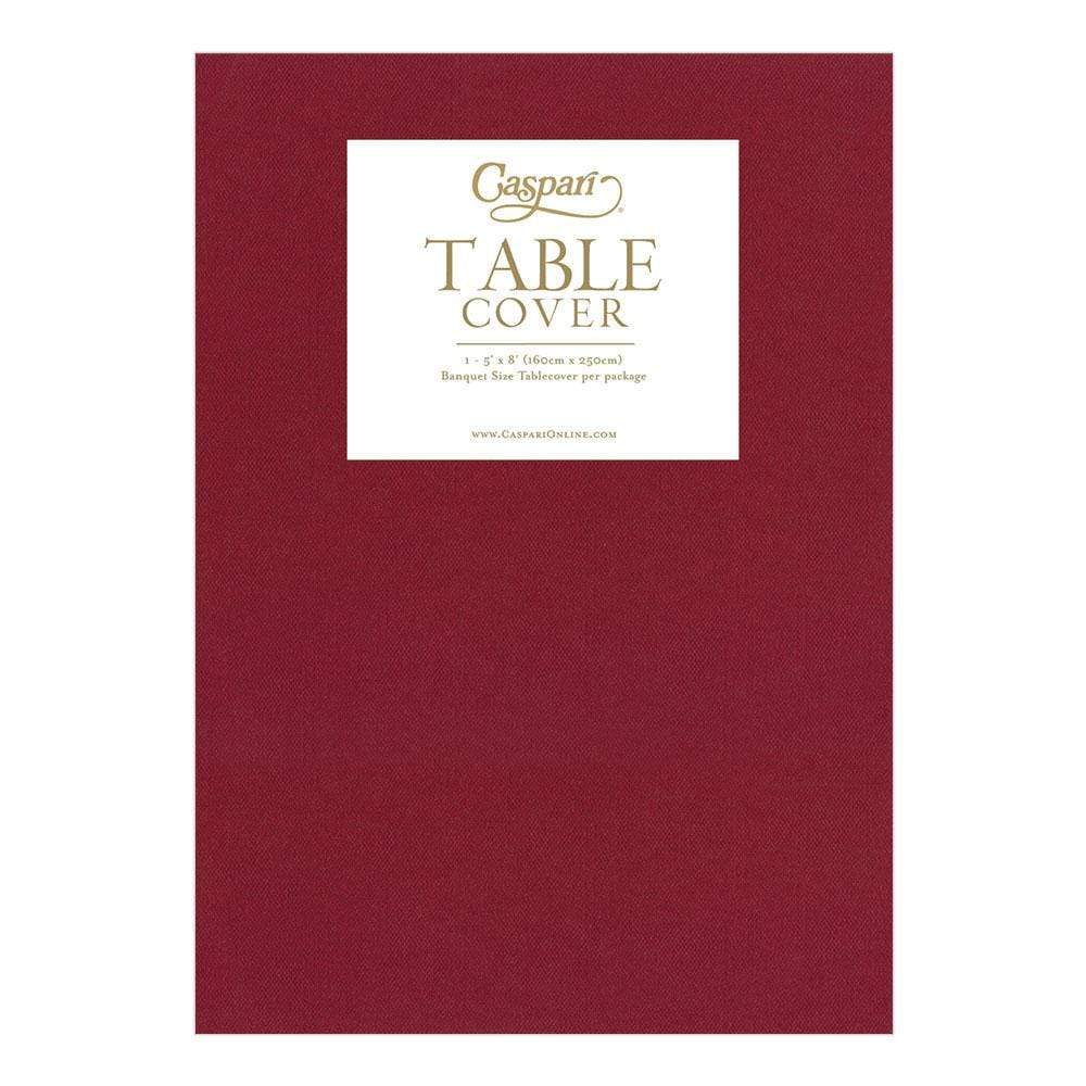 CRANBERRY LINEN LIKE TABLE COVER Caspari Table Cover Bonjour Fete - Party Supplies