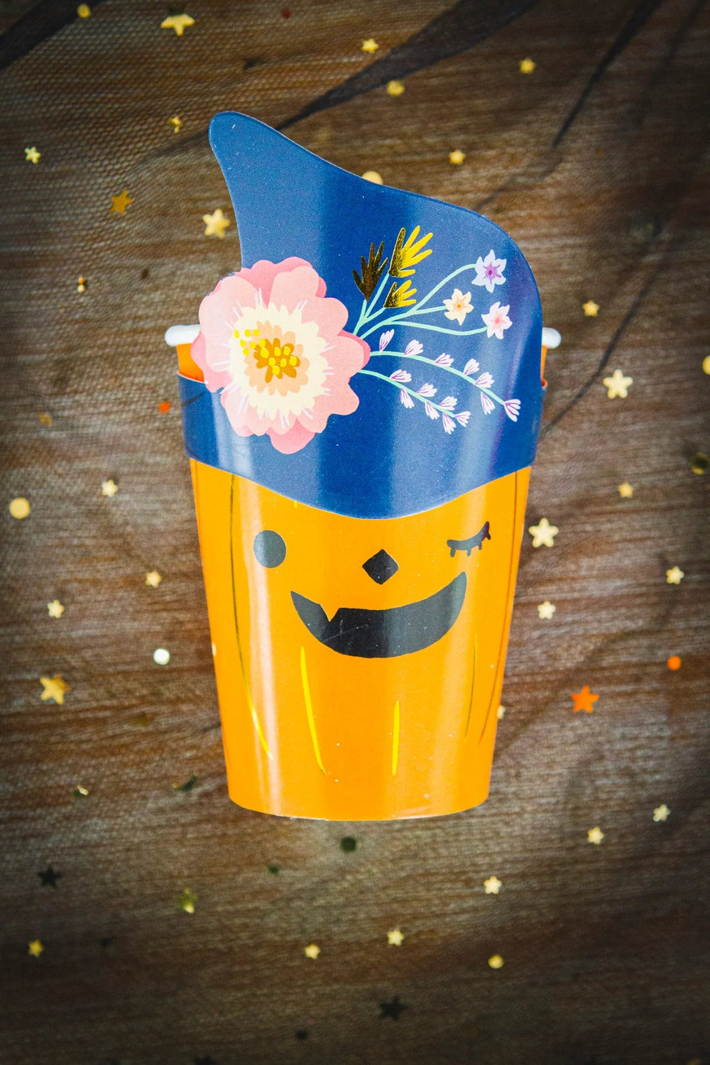 PUMPKIN PAPER CUPS WITH HAT SLEEVE Ma Fete Halloween Party Supplies Bonjour Fete - Party Supplies