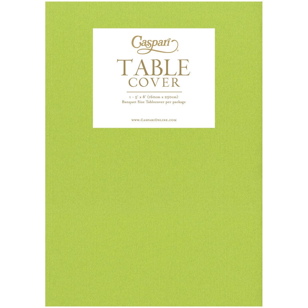 Lime green paper linen banquet table cover for a spring, summer, or garden party