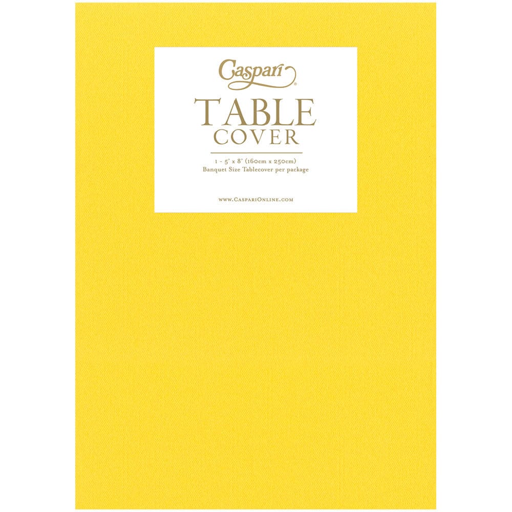 Yellow paper linen banquet table cover for a spring, summer, or birthday party