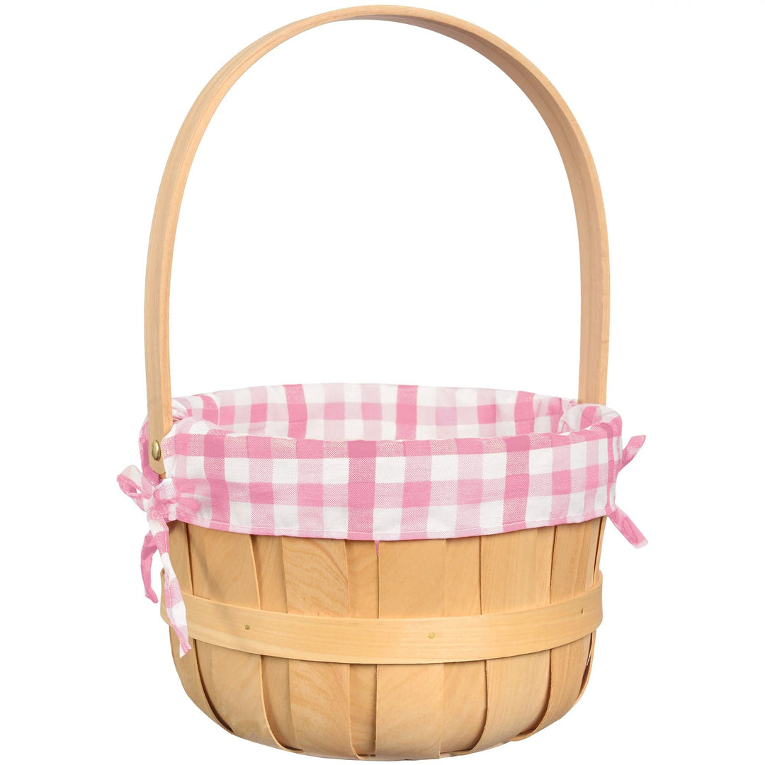 PINK GINGHAM WOOD EASTER BASKET Amscan Easter Baskets Bonjour Fete - Party Supplies