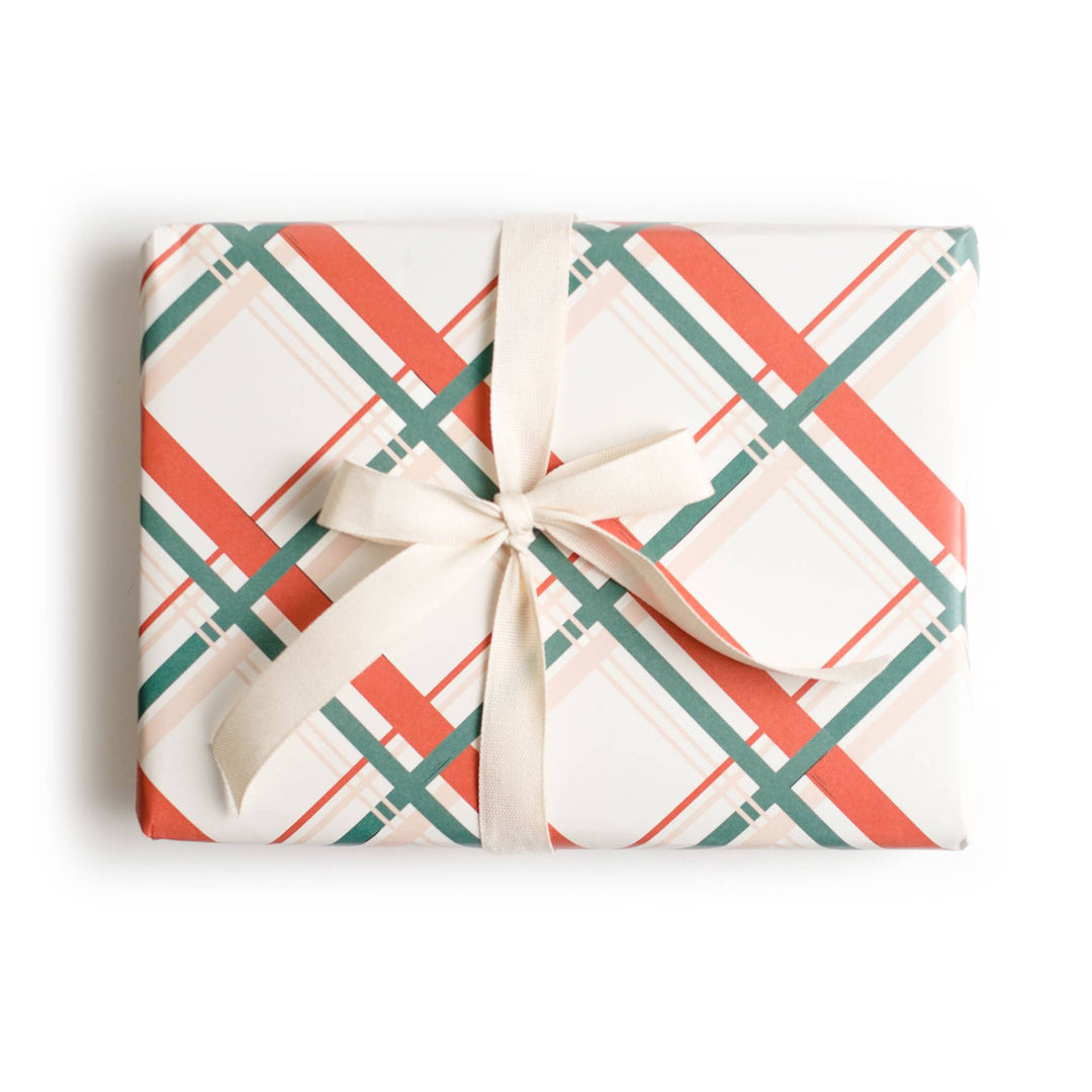 VINTAGE PLAID HOLIDAY GIFT WRAP - SINGLE SHEET Amy Heitman christmas gift wrap Bonjour Fete - Party Supplies