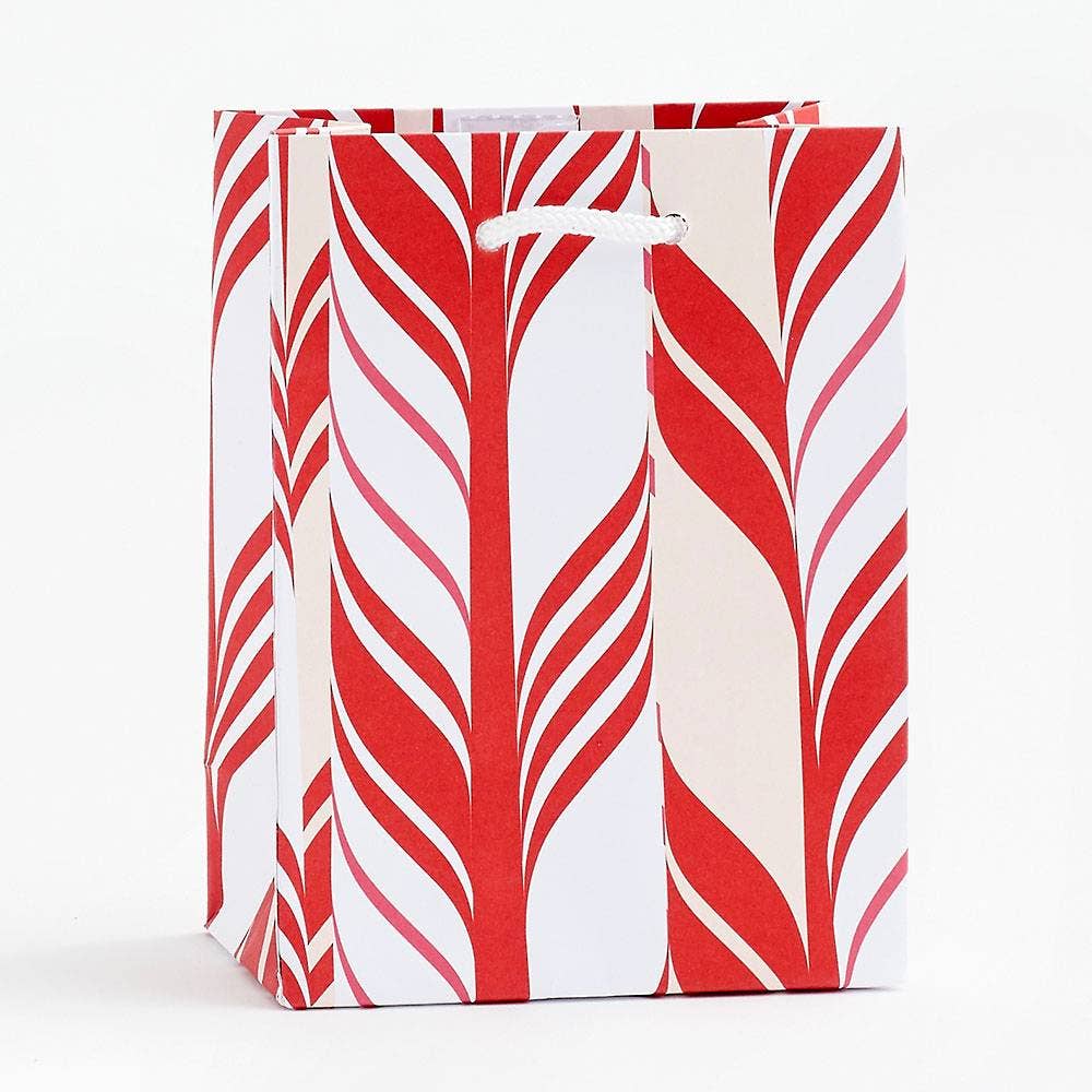 SMALL HOLIDAY GIFT BAG Waste Not Paper Gift Bag CANDY CANE STRIPE Bonjour Fete - Party Supplies