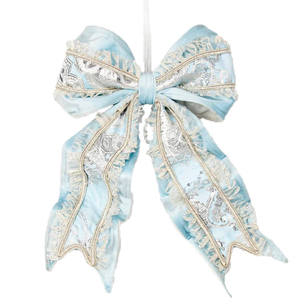 BLUE ICE BOW December Diamonds Christmas Ornament Bonjour Fete - Party Supplies