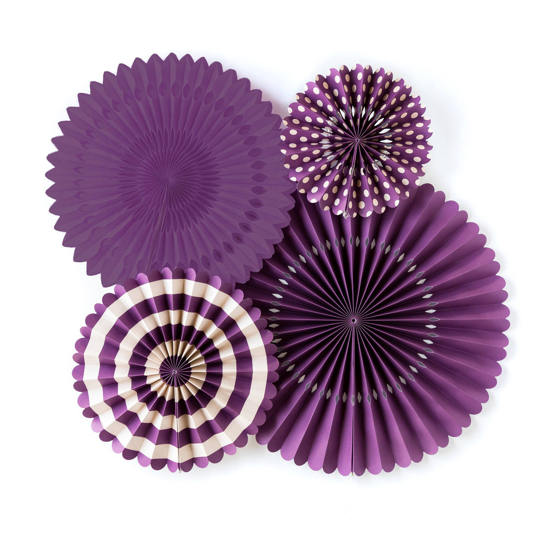 Basic Purple Fan Set My Mind’s Eye Bonjour Fete - Party Supplies