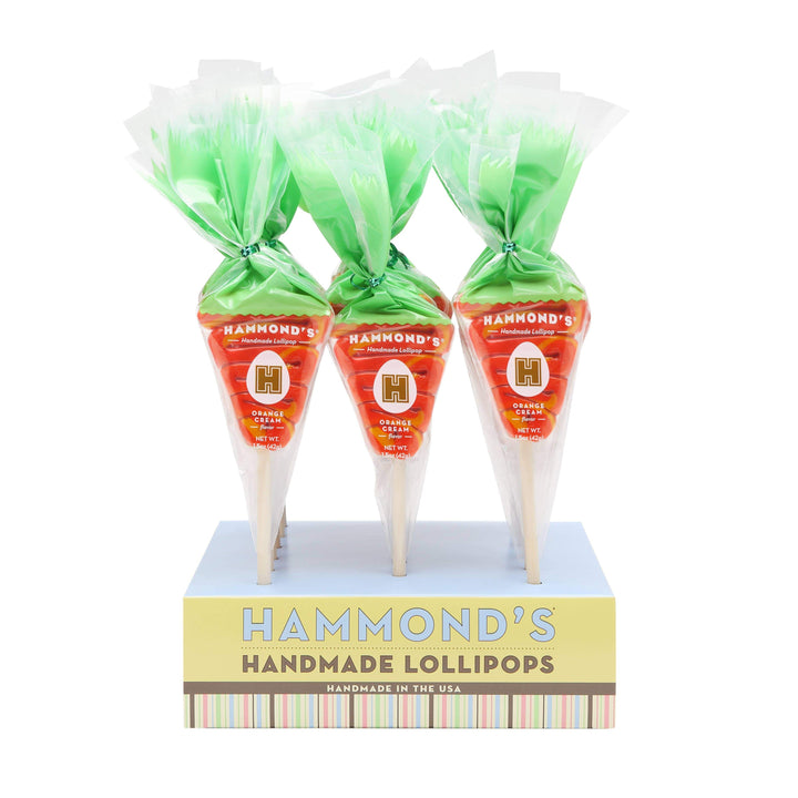 EASTER CARROT ORANGE CREAM LOLLIPOP Hammond's Candies Candy Bonjour Fete - Party Supplies