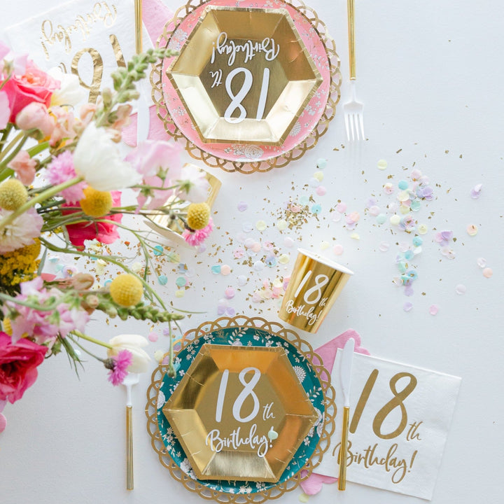 18TH BIRTHDAY GOLD PLATES Party Deco Balloon Bonjour Fete - Party Supplies