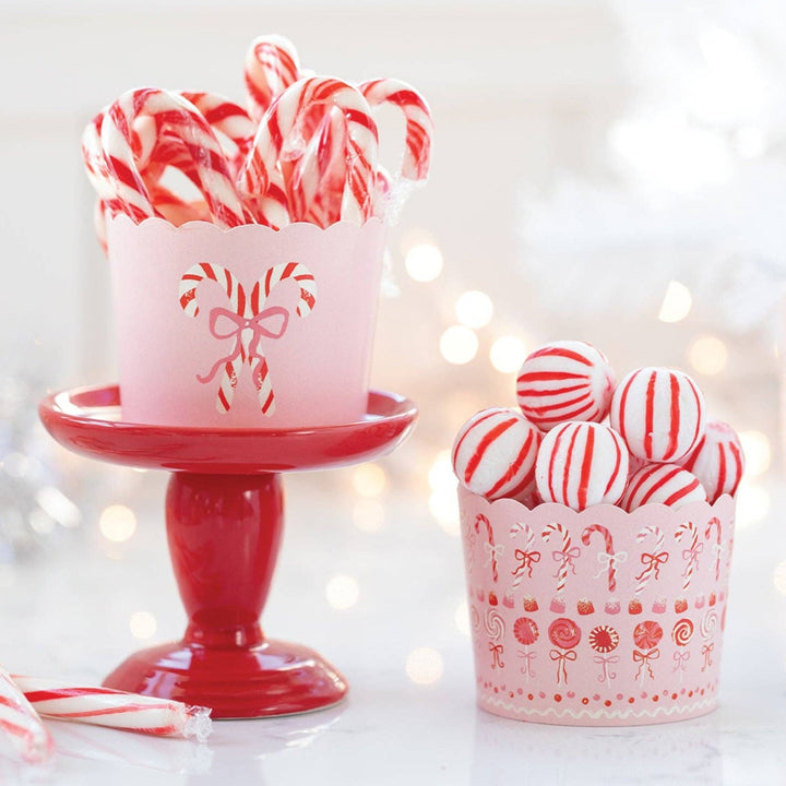 PRESALE CHRISTMAS SHIPPING MID OCTOBER - PLCC1022 - Pink Candy Canes Food Cups (50 pcs) My Mind’s Eye 0 Faire Bonjour Fete - Party Supplies