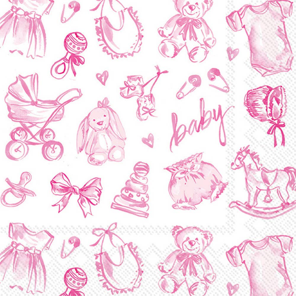 Baby Pink Toile Napkins Bonjour Fete Party Supplies Baby Shower