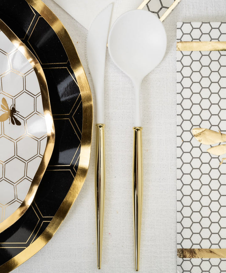 FANCY GOLD AND WHITE CUTLERY Sophistiplate LLC Cutlery Bonjour Fete - Party Supplies
