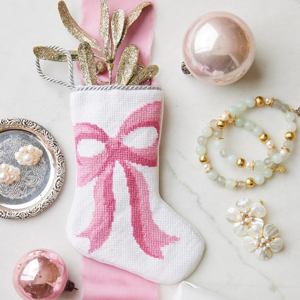 Pink Bow Bauble Stocking Bonjour Fete Party Supplies Tree Skirts & Stockings