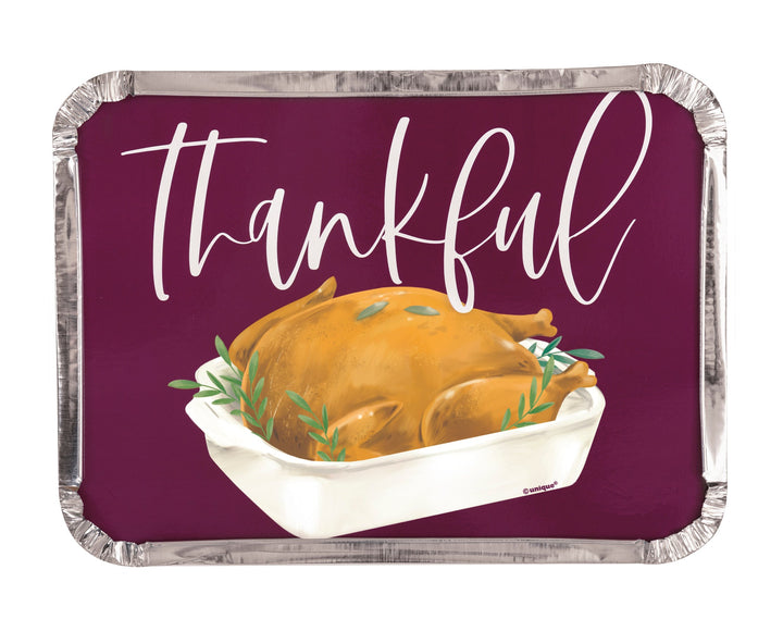 THANKFUL FOIL TAKE HOME CONTAINERS Unique Thanksgiving Party Supplies Bonjour Fete - Party Supplies