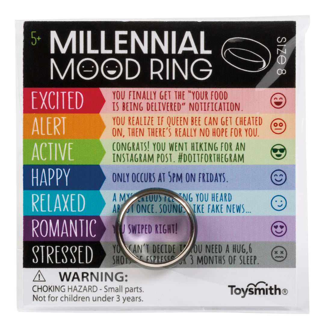Millennial Mood Rings, Witty, Trend Right Moods Toysmith Stocking Stuffers & Holiday Party Favors Bonjour Fete - Party Supplies