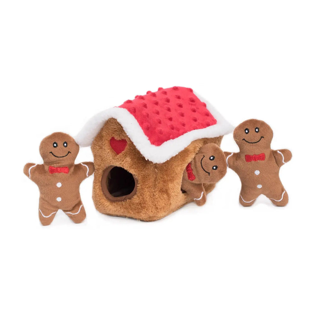 Holiday Burrow Gingerbread House Dog Toy Bonjour Fete Party Supplies Holiday Pet